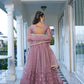 Aastha Fashion Dusty Pink Butterfly Net Tone To Tone Cotton Thread Work And Sequence Work Embroidery Wedding Wear Lehenga Choli