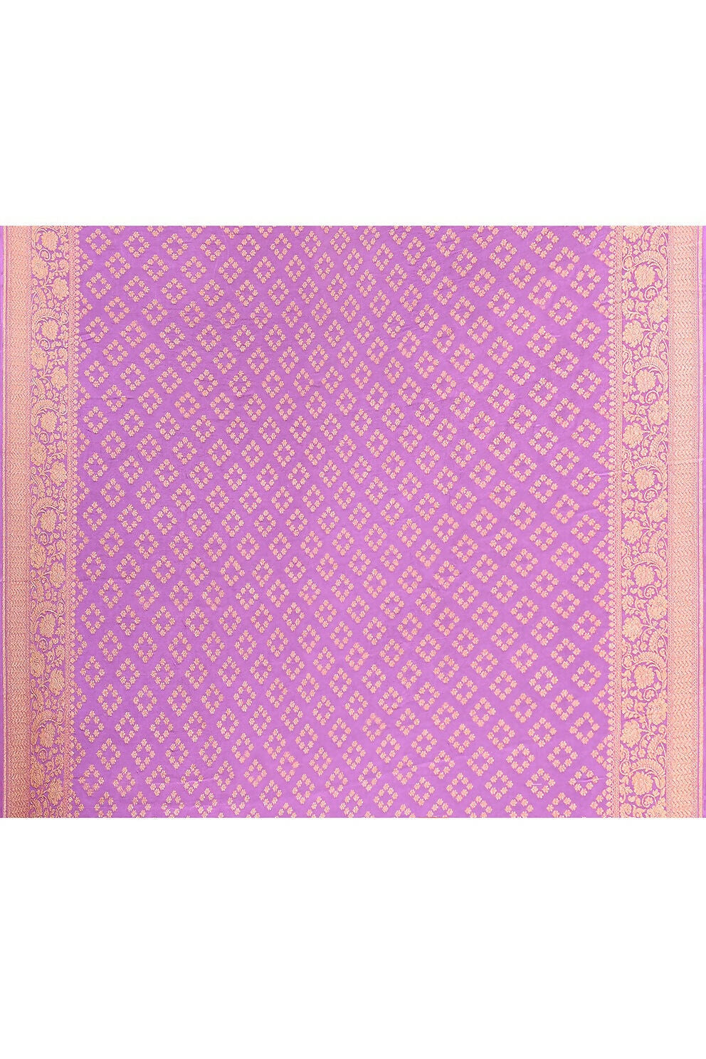 Joban Fashion Dark And Light Lilac Crepe Chiffon Pure Handloom Banarasi Silk Saree | Swadesiicart