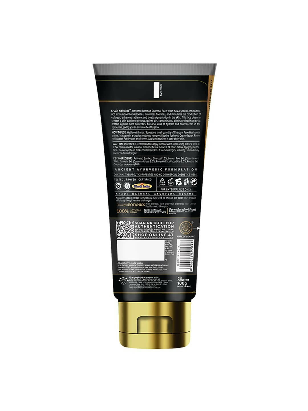 Khadi Natural Activated Bamboo Charcoal Face Wash - Swadesiicart