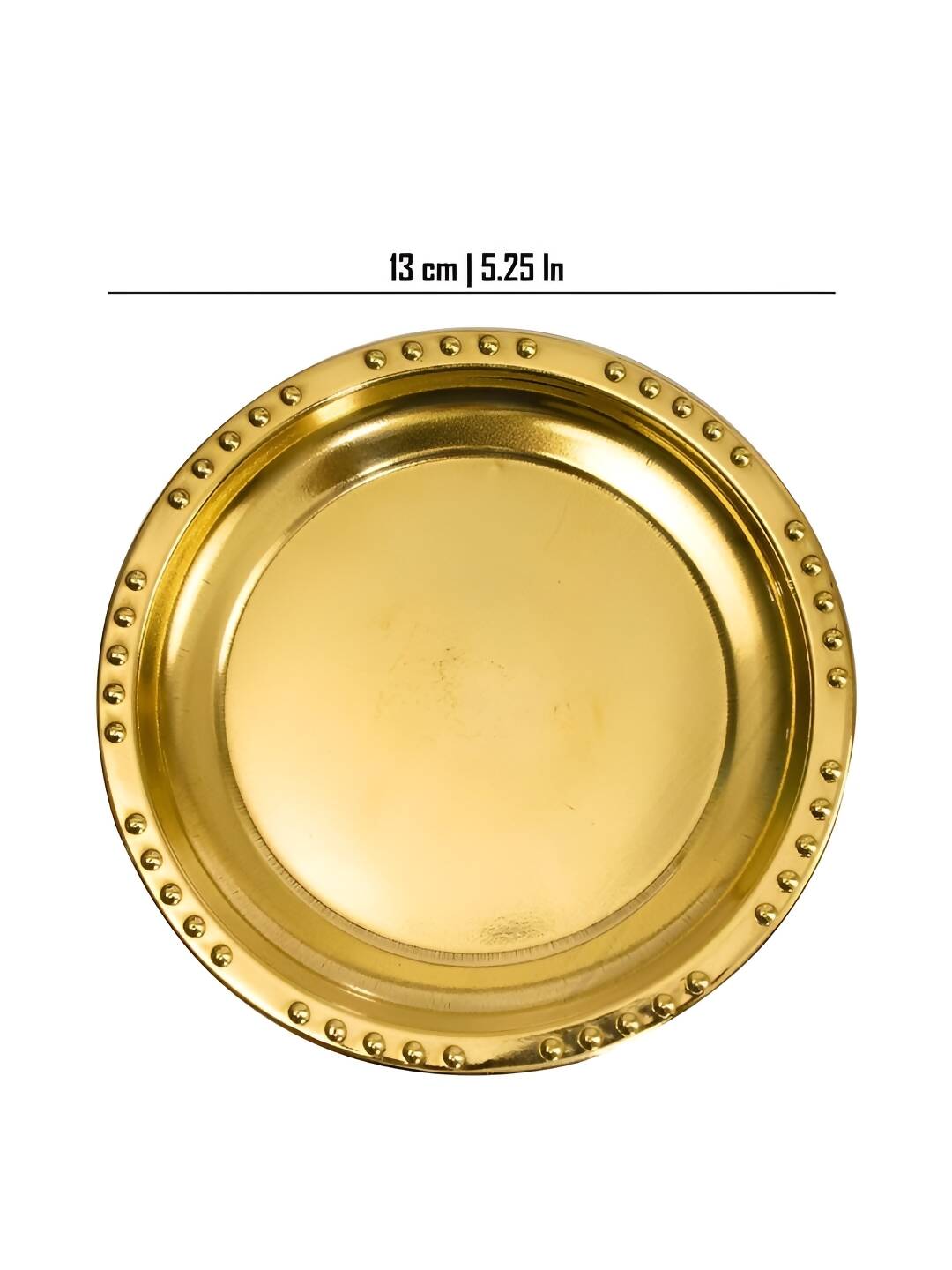 Spillbox Gold-Toned Brass Plain Dotted Thali Pooja Essential | Swadesiicart