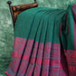 Bottle Green And Pink Colour Contrast Thread Border Khadi Cotton Saree By Gayathri Reddy Designer Studio | Swadesiicart