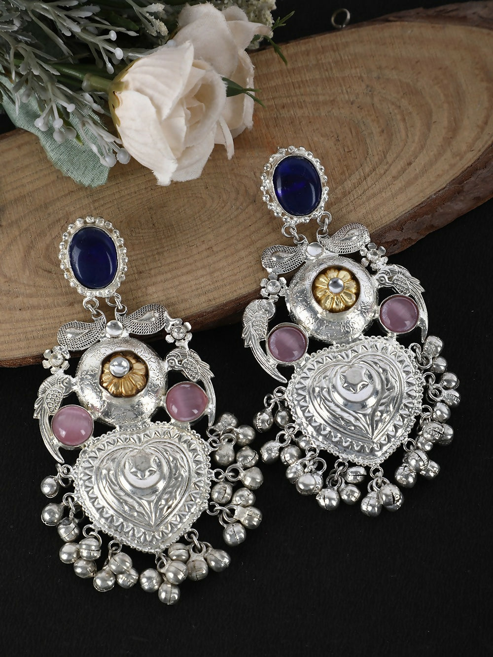Joban Fashion Women Ghungroo Style Silver Tone Earrings | Swadesiicart
