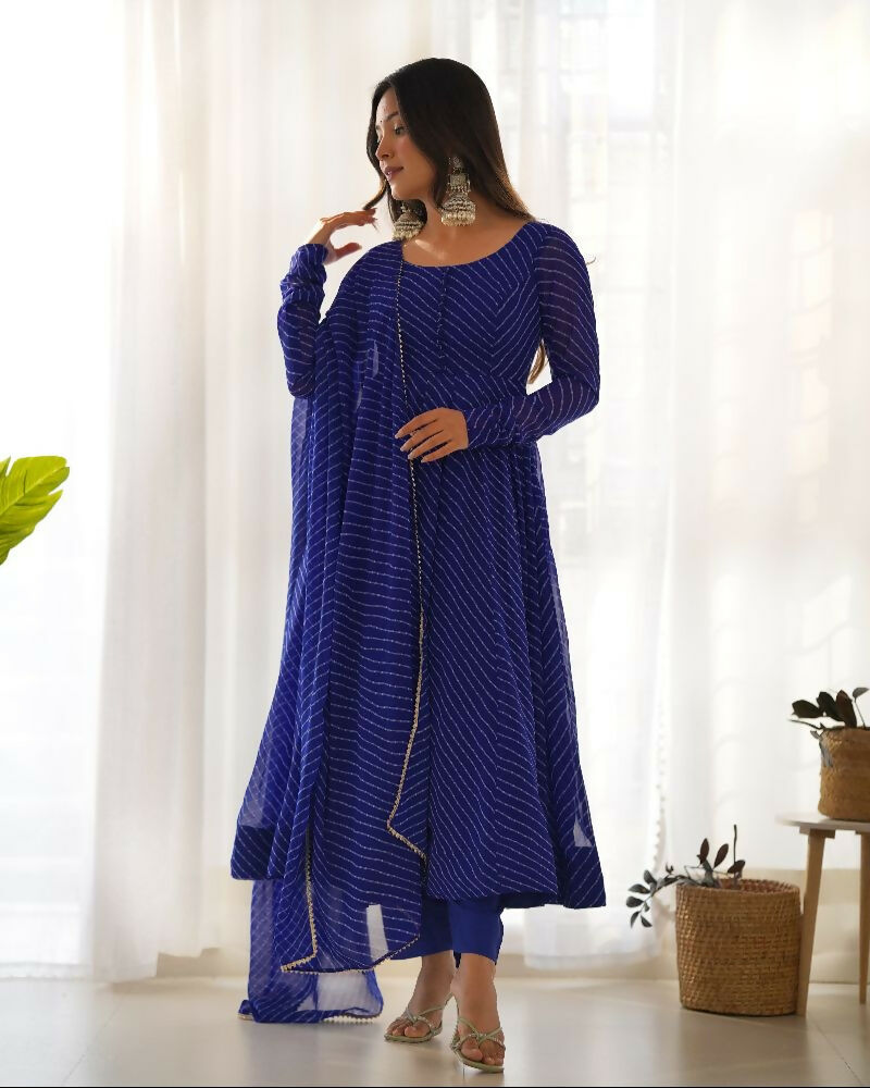 Joban Fashion Royal Blue Kurta Set Georgette Sequence Embroidery Work - Swadesiicart