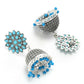 Mominos Fashion Joharkamal Kundan work Jhumka with Sky Blue Beads - Swadesiicart