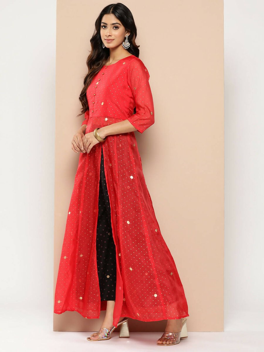 Ahalyaa Womens Kurta Set - Red | Swadesiicart