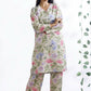 Breathables Women’S Loungewear Long Kurta Co-Ord Set Cotton Cream Floral Print