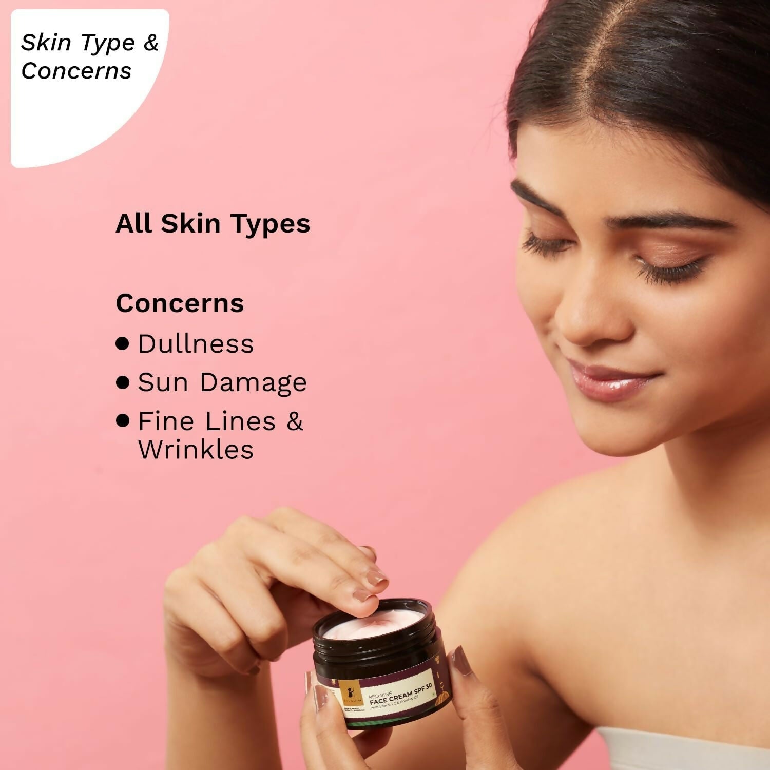 Pilgrim Red Vine Face Cream SPF 30 with Vitamin C & Rosehip Oil (PA+++) - Swadesiicart