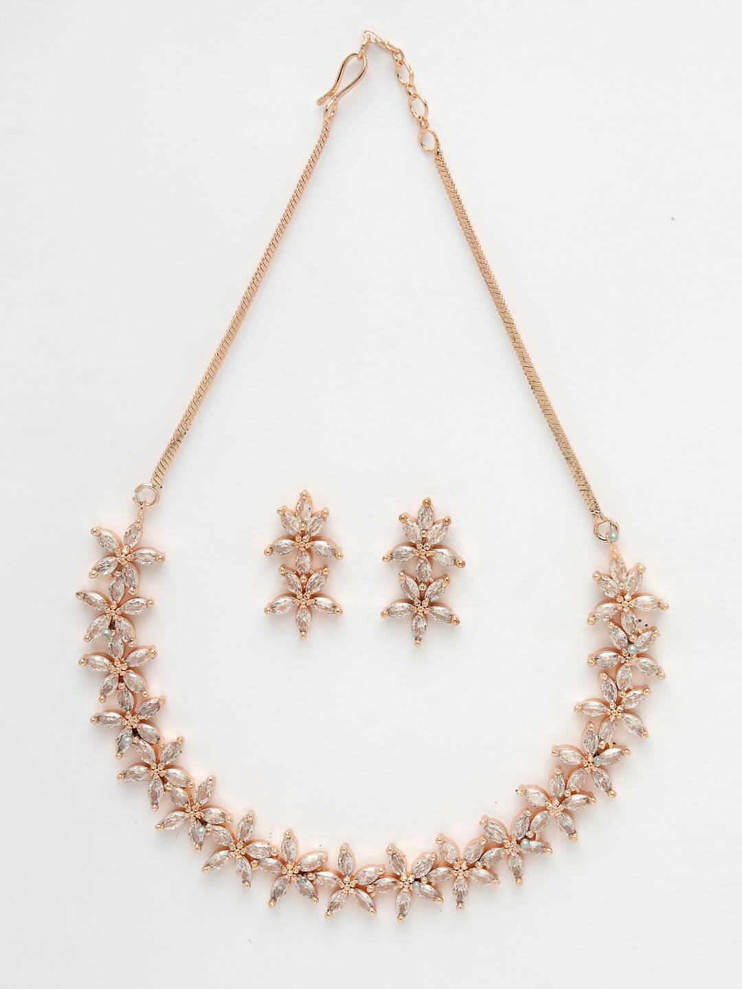 NVR Women Gold-Polished Cz Stone Handcrafted Jewellery Set - Swadesiicart