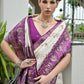 Vishnu Weaves Women's Wine Banarasi Silk Patola Zari Woven Saree with Blouse - Swadesiicart