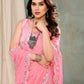 Aafreen Partywear Designer Pink Georgette Fancy Saree