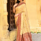 Joban Fashion Yellow Crepe Chiffon Pure Handloom Banarasi Silk Saree | Swadesiicart