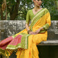 Vishnu Weaves Women's Yellow Banarasi Silk Woven Saree with Blouse - Swadesiicart