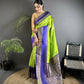 Joban Fashion Light Green Banarasi Soft Silk Woven Saree | Swadesiicart