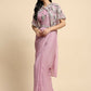 Pink Chiffon Solid Ready to wear Saree with stitched Blouse - Aayan | Swadesiicart