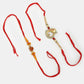 NVR Men Set of 2 Gold-Toned Ganesha Stone-Studded Rakhi With Roli Chawal | Swadesiicart