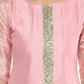 Ahalyaa Women's Pink Poly Silk Kurta | Swadesiicart