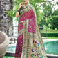 Vishnu Weaves Women's Magenta Paithani Patola Silk Zari Woven Saree with Unstitched Blouse - Swadesiicart