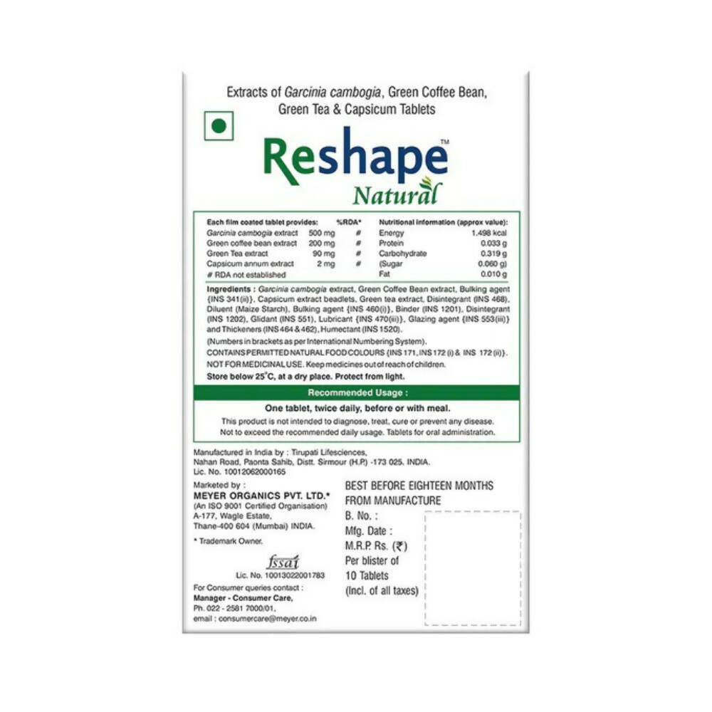 Meyer Organics Reshape Natural Tablets - Swadesiicart