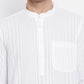 Even Apparels White Pure Cotton Men Kurta With Band Collar | Swadesiicart