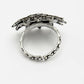NVR Women's Silver-Toned Floral Shape Adjustable Finger Ring | Swadesiicart