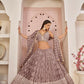 Aastha Fashion Onion Pink Butterfly Net White Cotton Thread Work, Zari Work And Sandwich Sequence Work Embroidery Wedding Wear Lehenga Choli
