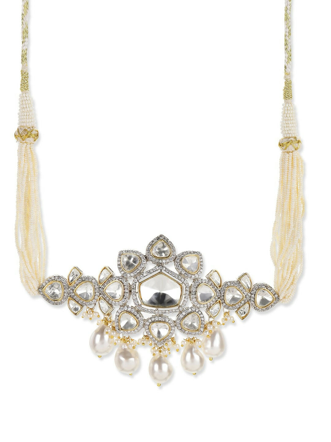 Kundan & Pearl Drop Choker- Ruby Raang | Swadesiicart