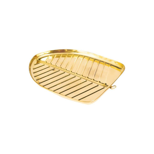 Spillbox Gold-Toned Brass Textured Banana-leaf Shaped Thali Pooja Essential | Swadesiicart