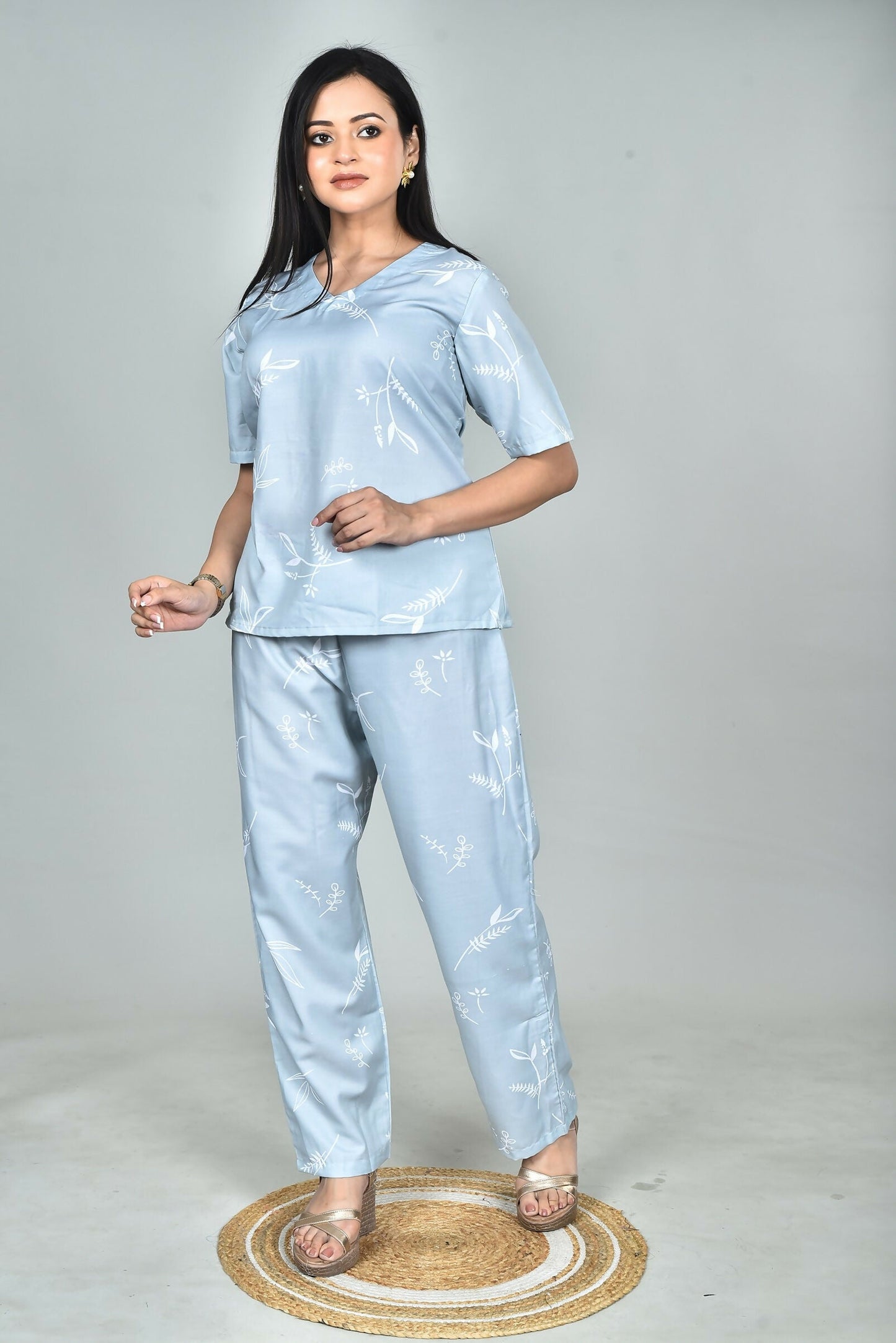 Morchari Digital Print Semi Muslin Co-Ord Set Top & Trouser-Multicolor - Swadesiicart