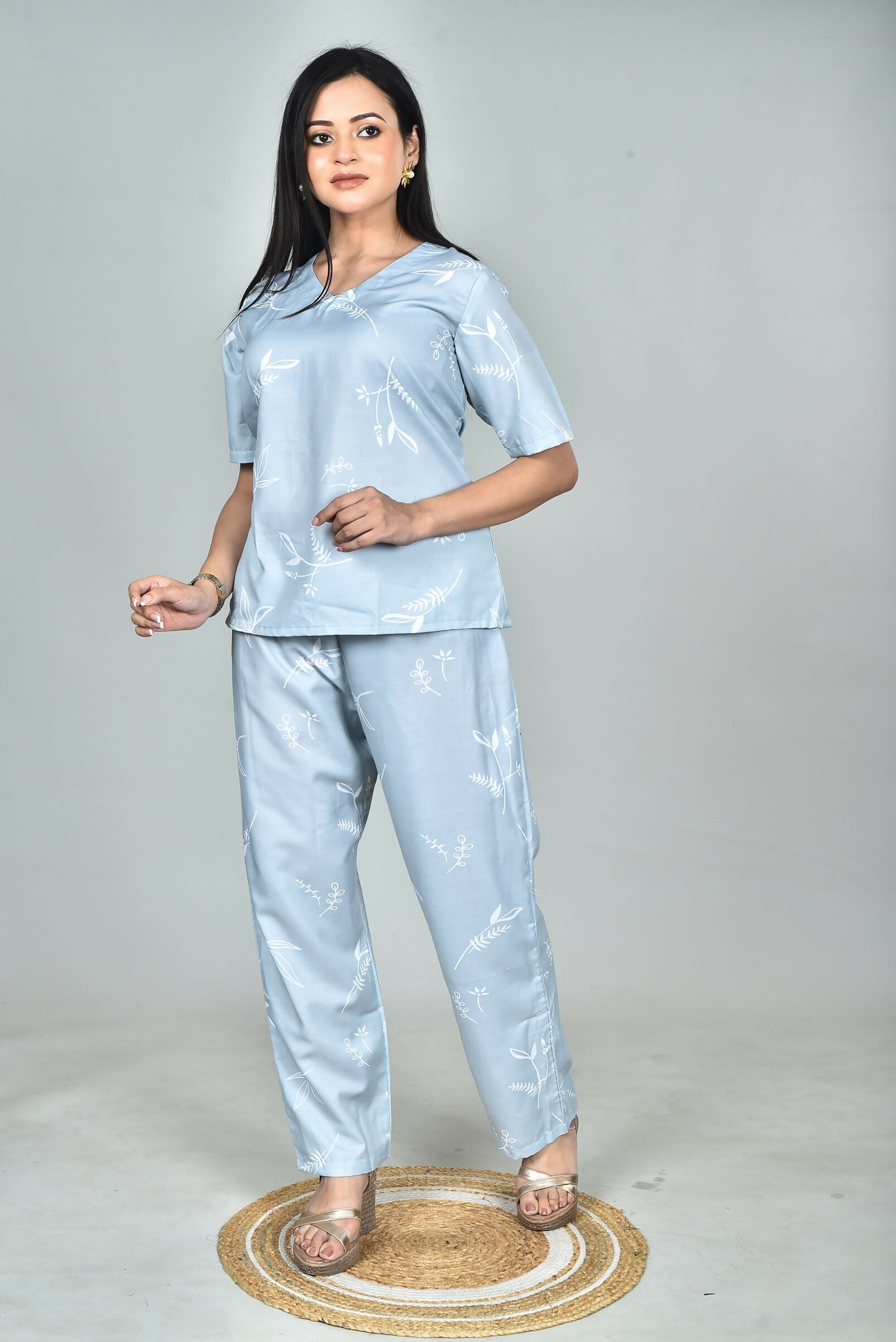 Morchari Digital Print Semi Muslin Co-Ord Set Top & Trouser-Multicolor - Swadesiicart