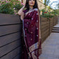 DEIANA'S Beautiful Designer Golden zari Soft Cotton Saree - Wine - Swadesiicart