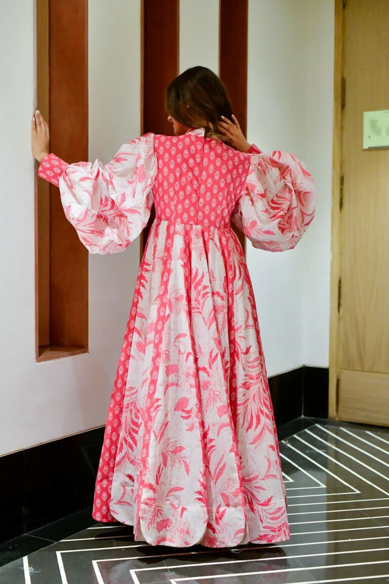 Jyoti Fashion Women's Pink Heavy Digital Printed Cotton Silk Anarkali Dress | Swadesiicart
