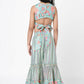 Lil Drama Golden Weaves Blue Crop Top With Palazzo Co-Ordinate Set - Swadesiicart