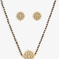 Gold-Polished Black Kundan Beaded Mangalsutra With Studs - Ruby Raang - Swadesiicart