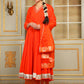 Pomcha Jaipur Orange Saadgi Orange Mirror Work Anarkali Set | Swadesiicart