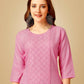 Jyoti Fashion Women's Pink Cotton Blend Embroidered Kurta Pant Set | Swadesiicart