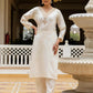 The52 White Women's Beautiful Viscose Chanderi Fabric Embroidered Work Straight Kurta Pant and Dupatta Set - Swadesiicart