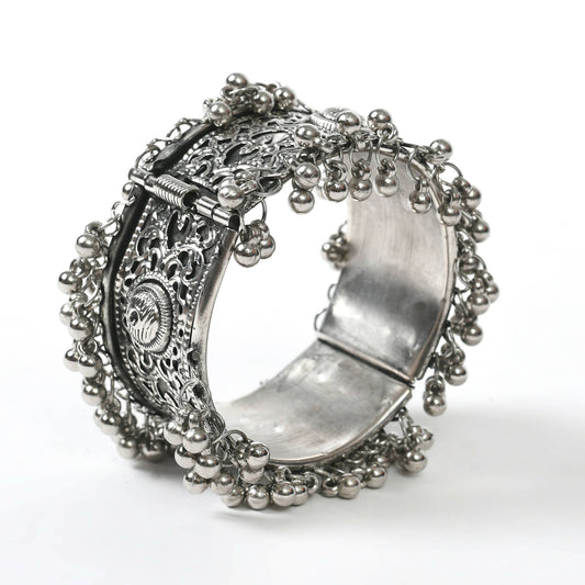 Mominos Fashion Joharkamal Oxidised Silver-Plated Ghungroo Handcraft Bracelet - Design 022 - Mominos Fashion