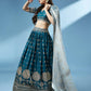 House of Panchhi Teal - Pure Georgette Embroidered Lehenga | Swadesiicart