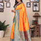 Joban Fashion Banarasi Orange Small Butti Soft Silk Saree | Swadesiicart