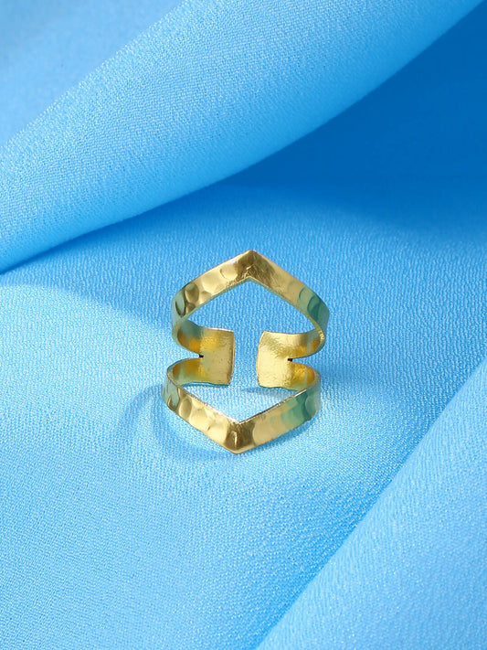 NVR Women Gold-Polished Adjustable Finger Ring | Swadesiicart