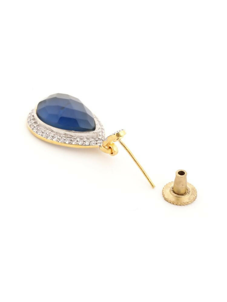 Nuyug 22K Gold Plated Azure Muse Contemporary Drop Earrings | Swadesiicart