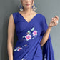 Aayaa Designer 1 min Hand Painted Ready to Wear saree - Navy Blue | Swadesiicart