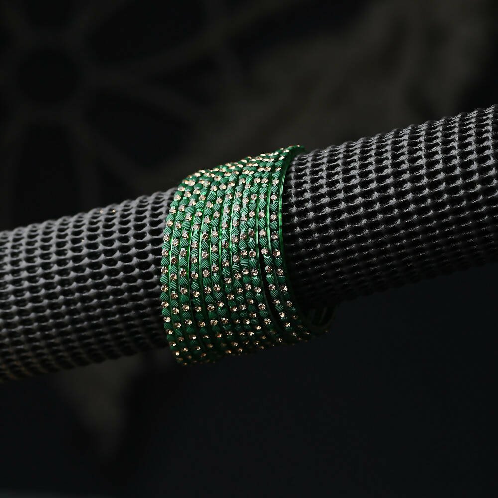 Afast Elegant Bridal & Wedding Party Fashion Bangle/Kada Set, Green, Glass, Pack Of 12 Model No- A2 - Afast Enterprises
