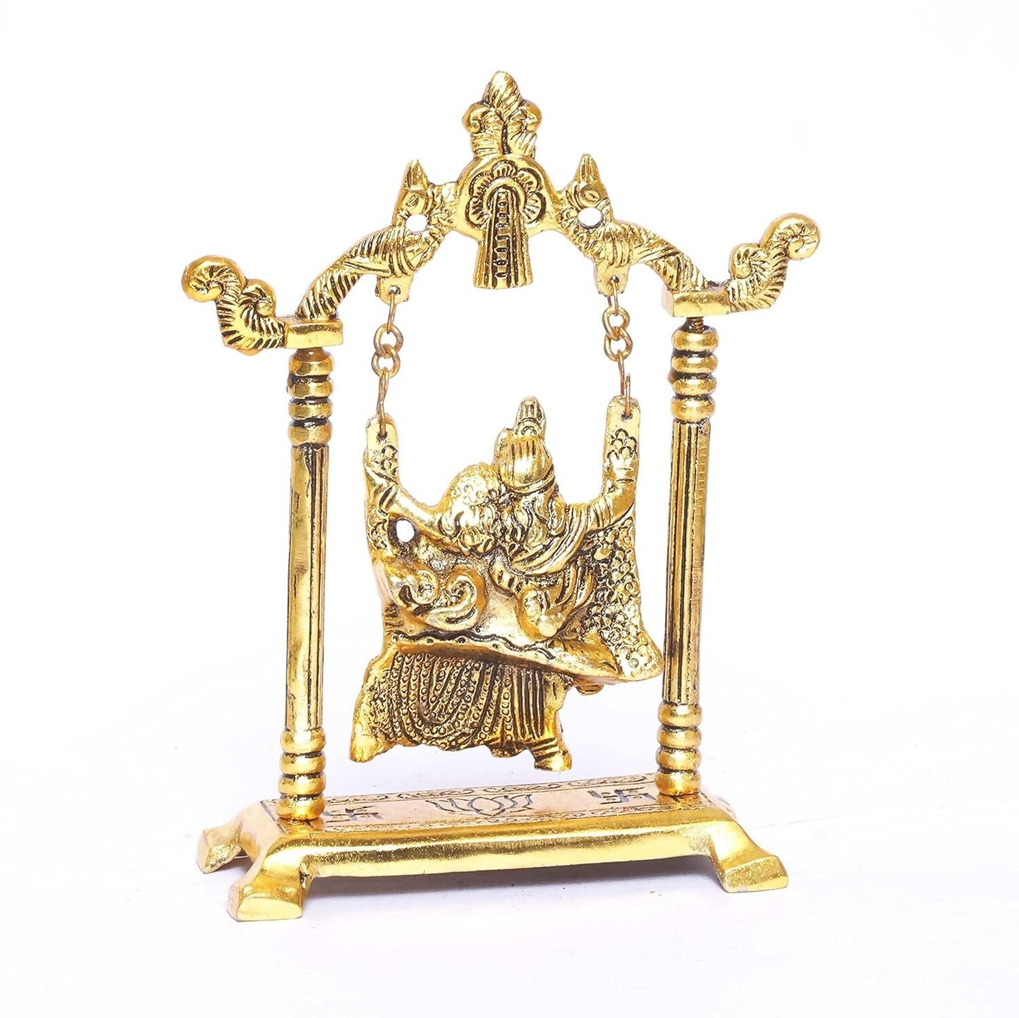 KridayKraft Radha Krishna on Swing jhula Metal Statue - Swadesiicart