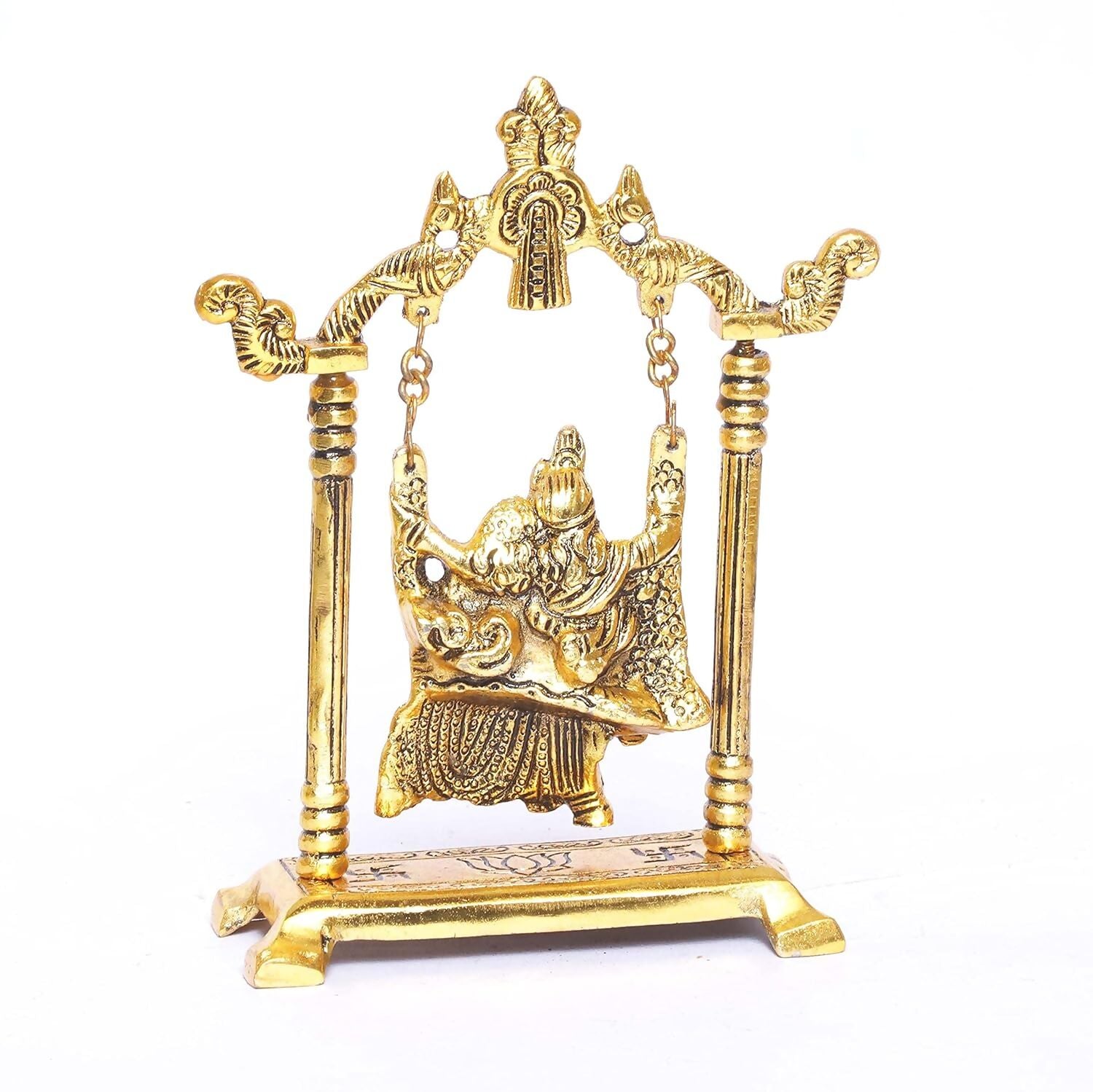 KridayKraft Radha Krishna on Swing jhula Metal Statue - Swadesiicart