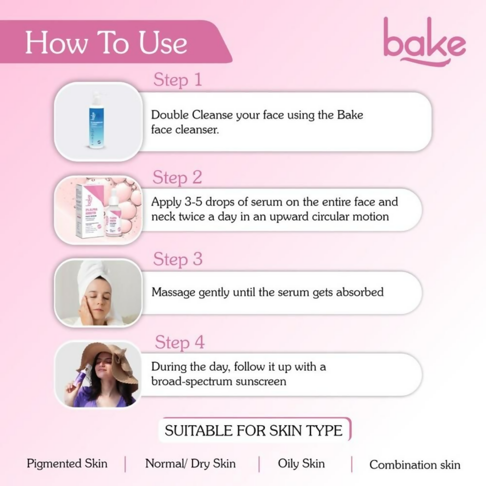Bake 2% Alpha Arbutin Face Serum With Kojic Acid & Niacinamide | Swadesiicart