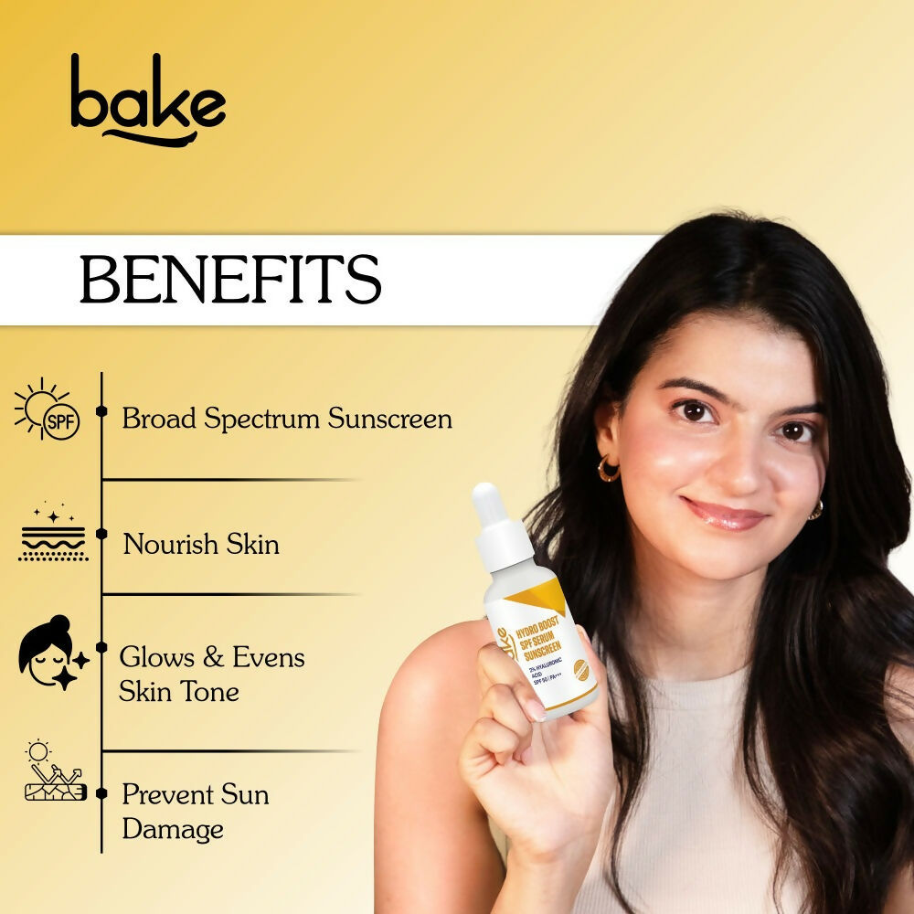 Bake 2% Hyaluronic Acid Hydro Boost Sunscreen Serum Spf 50 Pa+++ | Swadesiicart