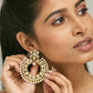 Nuyug 22K Gold-Plated Kundan Studded & Pearl Beaded Floral Chandbali Earrings | Swadesiicart