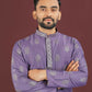 Anaita Purple Embroidered Silk Straight Kurta