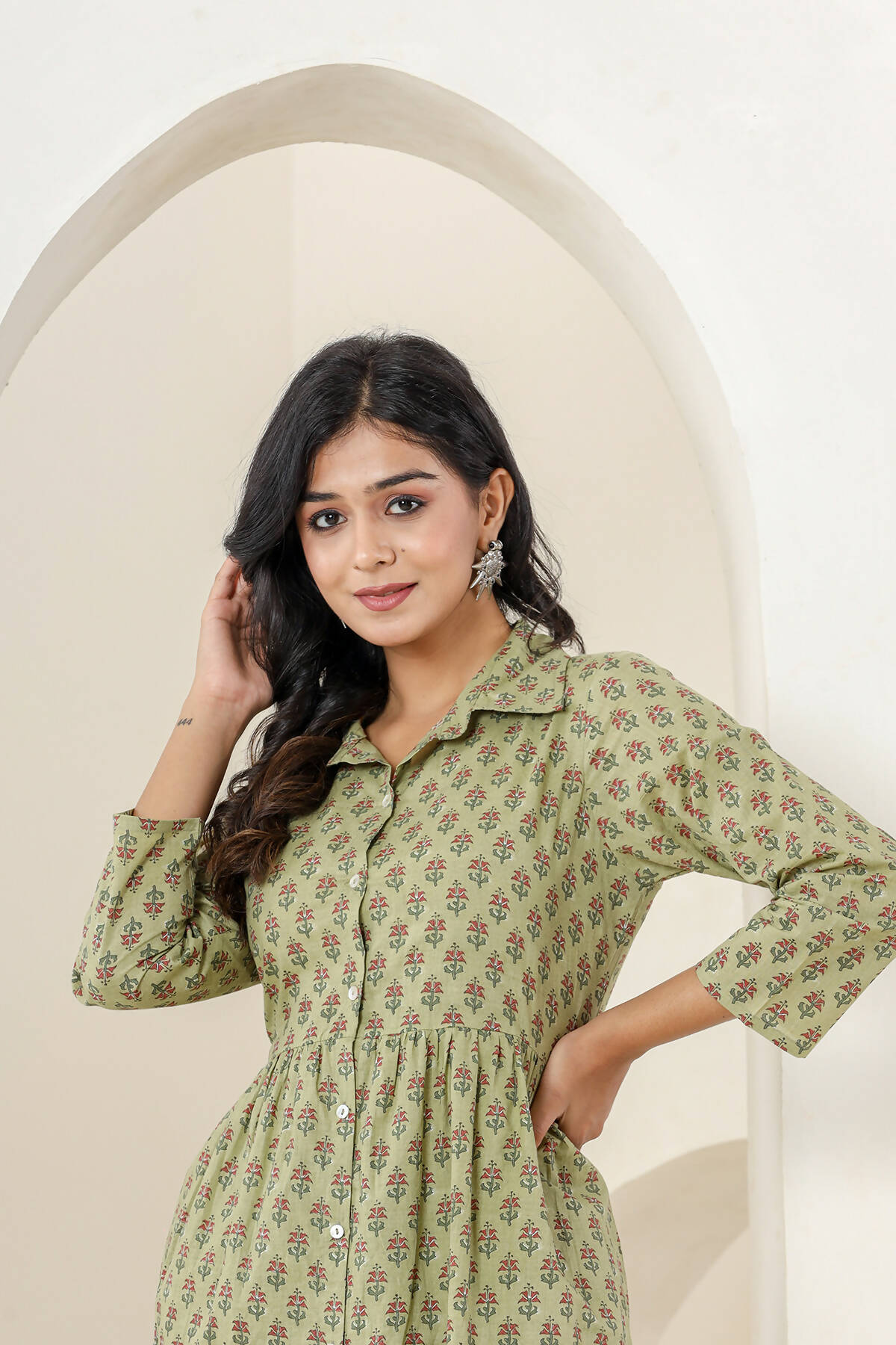 Kaajh Women's Green Printed Cotton Co-ord Set - Swadesiicart